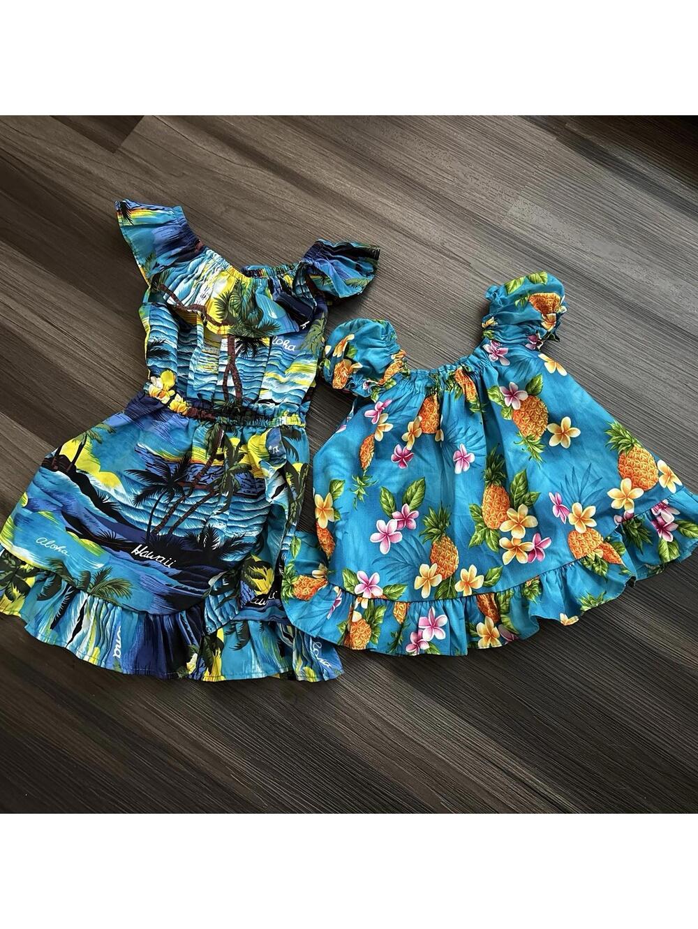 Hawaiian Dress Girls Size 2T 24 Months Floral Pineapple Print Dresses
